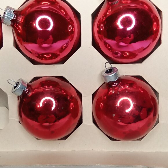 MCM Christmas Ornament Set Of 10 With Original Box Pink Glass Shiny Brite 1950s - Picture 6 of 14